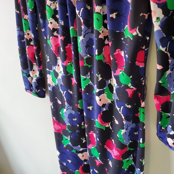 NWT Talbots XSP Whimsigoth Retro Floral Artsy 3/4 Sleeve Jersey Knit Shift Dress - Picture 7 of 11